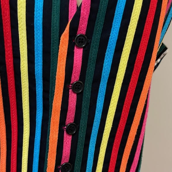 Moschino Cheap Chic Men's Rainbow Striped Shoe String Vest - Picture 4 of 14